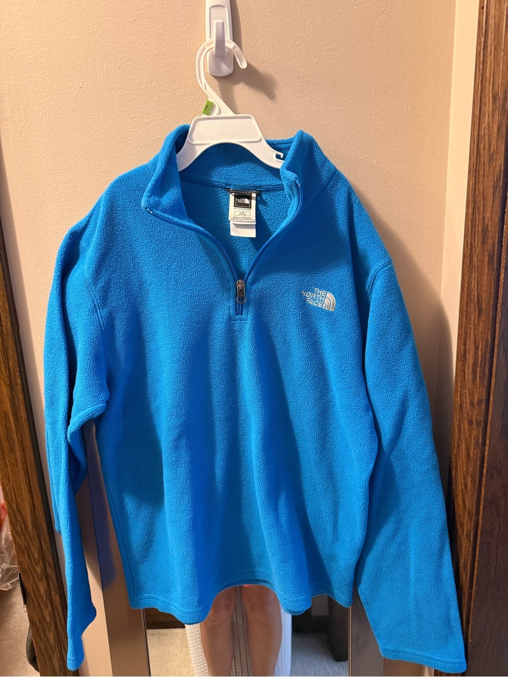 The North Face BOYS Bright Blue Quarter-Zip Fleece Pullover Sz L 14 / 16